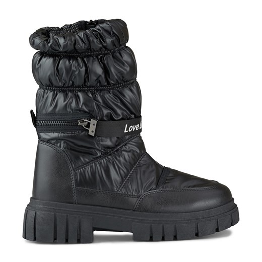 Ciepłe wysokie buty damskie na grubej podeszwie czarne ze sklepu ButyModne.pl w kategorii Śniegowce damskie - zdjęcie 165226822