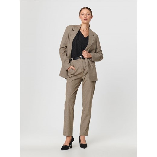 Sinsay - Spodnie w pepitkę - beżowy ze sklepu Sinsay w kategorii Spodnie damskie - zdjęcie 165228992