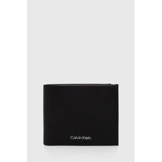 Calvin Klein portfel skórzany męski kolor czarny ze sklepu ANSWEAR.com w kategorii Portfele męskie - zdjęcie 165236764