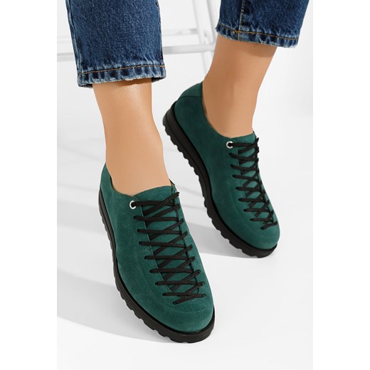 Zielone półbuty damskie skórzane Modeva Zapatos 36, 37, 38, 40 okazja Zapatos