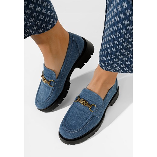 Niebieskie mokasyny na grubej podeszwie Minola ze sklepu Zapatos w kategorii Mokasyny damskie - zdjęcie 165298020