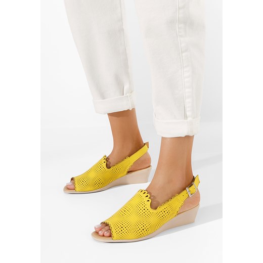 Żółte sandały damskie skórzane Claudia ze sklepu Zapatos w kategorii Sandały damskie - zdjęcie 165298072