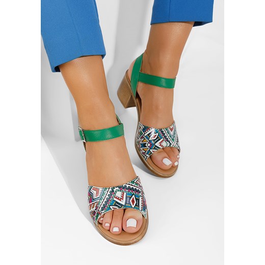 Zielone sandały damskie skórzane Thalesia ze sklepu Zapatos w kategorii Sandały damskie - zdjęcie 165298082