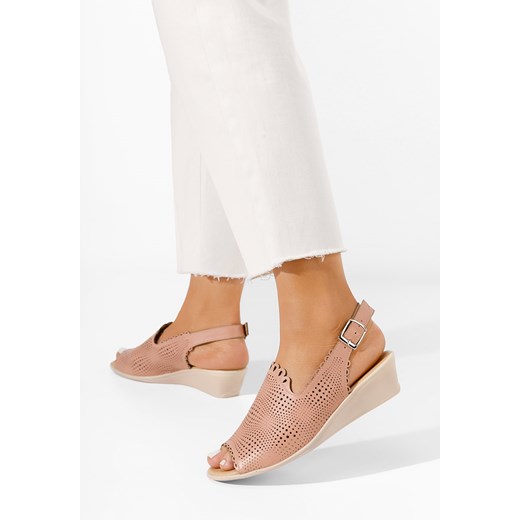 Różowe sandały damskie skórzane Claudia ze sklepu Zapatos w kategorii Sandały damskie - zdjęcie 165298343