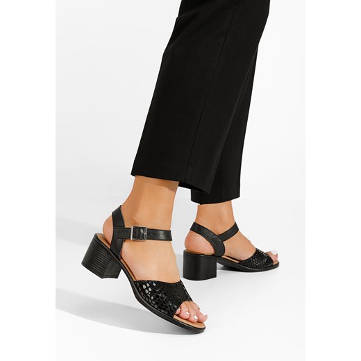 Czarne sandały damskie skórzane Thalesia ze sklepu Zapatos w kategorii Sandały damskie - zdjęcie 165298352