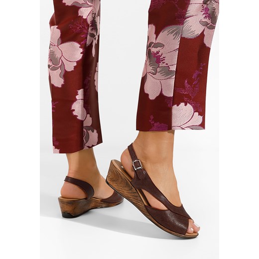 Bordowe sandały damskie skórzane Rhonia ze sklepu Zapatos w kategorii Sandały damskie - zdjęcie 165298584