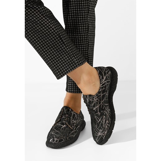 Czarne oxfordy damskie skórzane Karysa V4 ze sklepu Zapatos w kategorii Półbuty damskie - zdjęcie 165298901