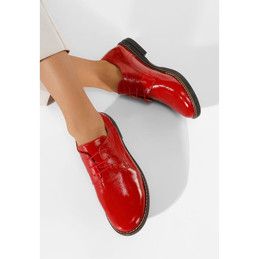 Czerwone oxfordy damskie skórzane Otivera V3 ze sklepu Zapatos w kategorii Półbuty damskie - zdjęcie 165299222
