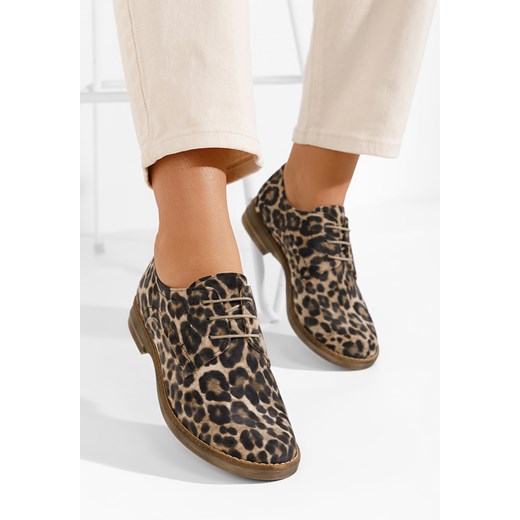 Panterkowe oxfordy damskie skórzane Otivera ze sklepu Zapatos w kategorii Półbuty damskie - zdjęcie 165299301