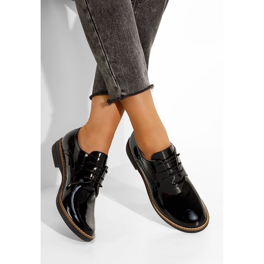 Czarne oxfordy damskie skórzane Otivera V3 ze sklepu Zapatos w kategorii Półbuty damskie - zdjęcie 165299330