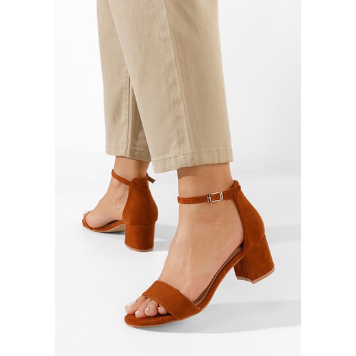 Brązowe sandały na słupku Nomeria ze sklepu Zapatos w kategorii Sandały damskie - zdjęcie 165299481