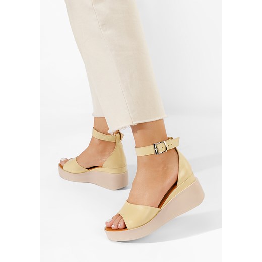 Żółte sandały damskie skórzane Salegia ze sklepu Zapatos w kategorii Sandały damskie - zdjęcie 165299484