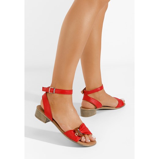 Czerwone sandały damskie skórzane Vestina ze sklepu Zapatos w kategorii Sandały damskie - zdjęcie 165299581