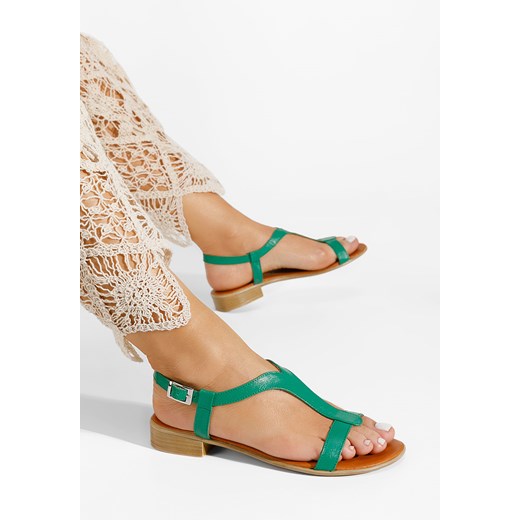 Zielone sandały damskie skórzane Nocella ze sklepu Zapatos w kategorii Sandały damskie - zdjęcie 165299680