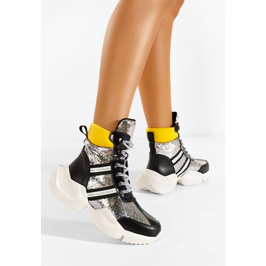 Srebrne sneakersy wysokie Caserio V3 ze sklepu Zapatos w kategorii Buty sportowe damskie - zdjęcie 165299884