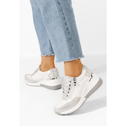 Białe sneakersy damskie na koturnie Relax ze sklepu Zapatos w kategorii Buty sportowe damskie - zdjęcie 165300092