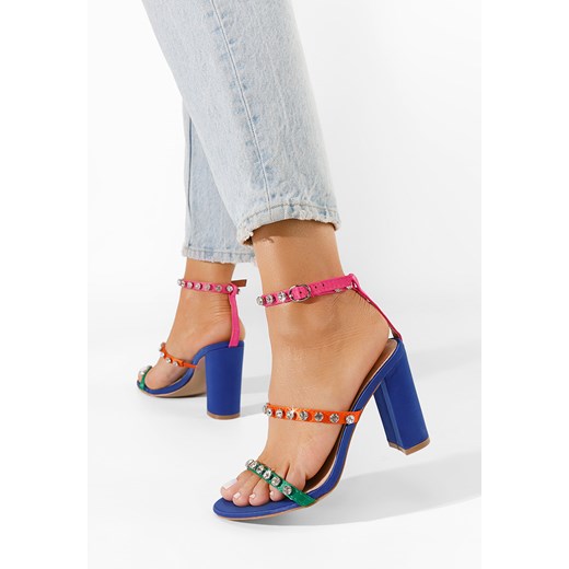 Niebieskie sandały na słupku Irish ze sklepu Zapatos w kategorii Sandały damskie - zdjęcie 165300133