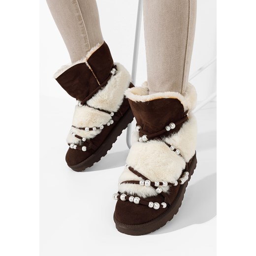 Brązowe śniegowce damskie Belvia ze sklepu Zapatos w kategorii Śniegowce damskie - zdjęcie 165300244