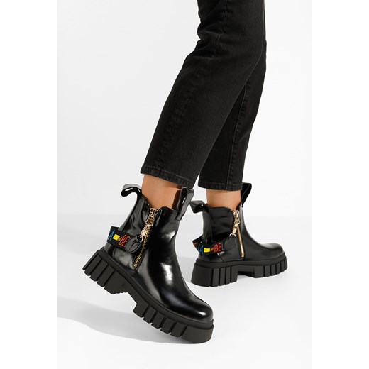 Czarne botki płaskie Anylora V2 ze sklepu Zapatos w kategorii Botki - zdjęcie 165300350