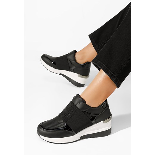 Czarne sneakersy na koturnie Valesca ze sklepu Zapatos w kategorii Buty sportowe damskie - zdjęcie 165300351