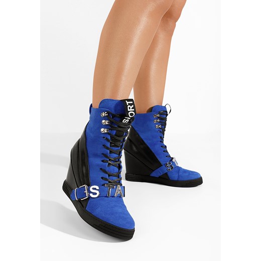 Niebieskie sneakersy na koturnie Candy ze sklepu Zapatos w kategorii Buty sportowe damskie - zdjęcie 165300371