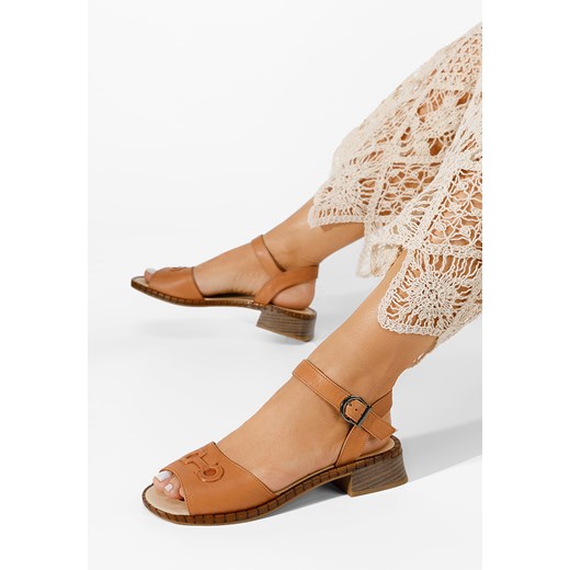Brązowe sandały damskie skórzane Yolanda ze sklepu Zapatos w kategorii Sandały damskie - zdjęcie 165300650