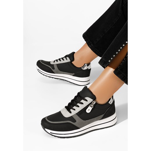 Czarne sneakersy damskie Positeia ze sklepu Zapatos w kategorii Buty sportowe damskie - zdjęcie 165300902