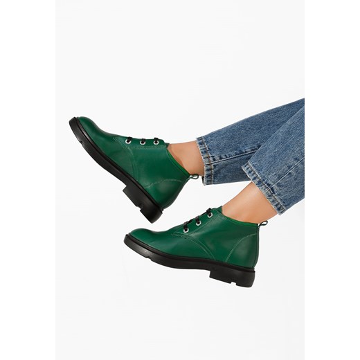 Zielone botki damskie skórzane Isara ze sklepu Zapatos w kategorii Botki - zdjęcie 165300960