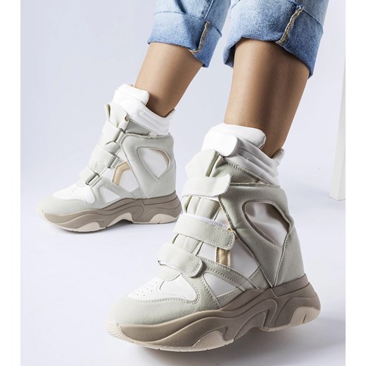 Biało-szare sneakersy na koturnie Novarese ze sklepu gemre w kategorii Buty sportowe damskie - zdjęcie 165301880