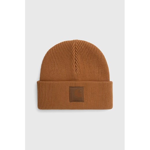 Carhartt WIP czapka bawełniana Milo Beanie kolor brązowy z grubej dzianiny bawełniana I032224.HZXX ze sklepu PRM w kategorii Czapki zimowe damskie - zdjęcie 165308413