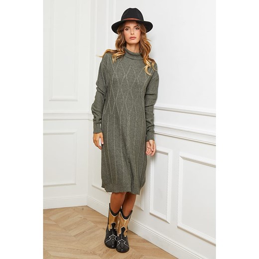 Joséfine Sukienka dzianinowa &quot;Bernie&quot; w kolorze oliwkowym ze sklepu Limango Polska w kategorii Sukienki - zdjęcie 165311113