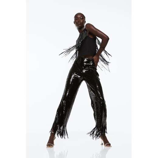 H & M - Spodnie z cekinami - Czarny H & M L H&M