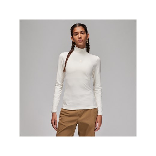 Damska koszulka z długim rękawem i półgolfem Jordan - Biel ze sklepu Nike poland w kategorii Bluzki damskie - zdjęcie 165316881