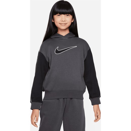 Dzianinowa bluza z kapturem o kroju oversize dla dużych dzieci (dziewcząt) Nike Sportswear - Szary ze sklepu Nike poland w kategorii Bluzy dziewczęce - zdjęcie 165317001
