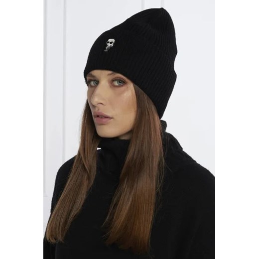 Czarna czapka zimowa damska Karl Lagerfeld 