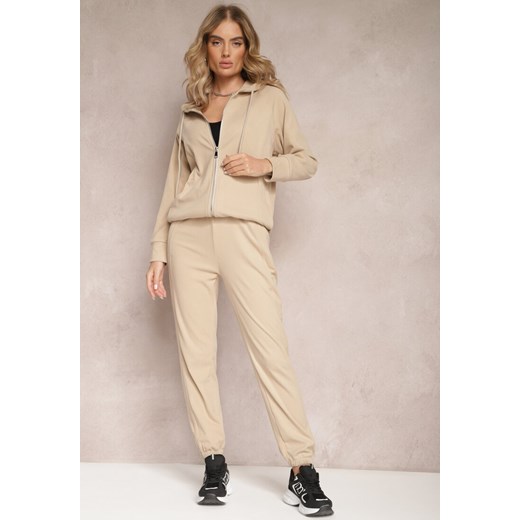 Beżowy Komplet Dresowy 2-częściowy z Bluzą i Spodniami Serenitea ze sklepu Renee odzież w kategorii Dresy damskie - zdjęcie 165341884