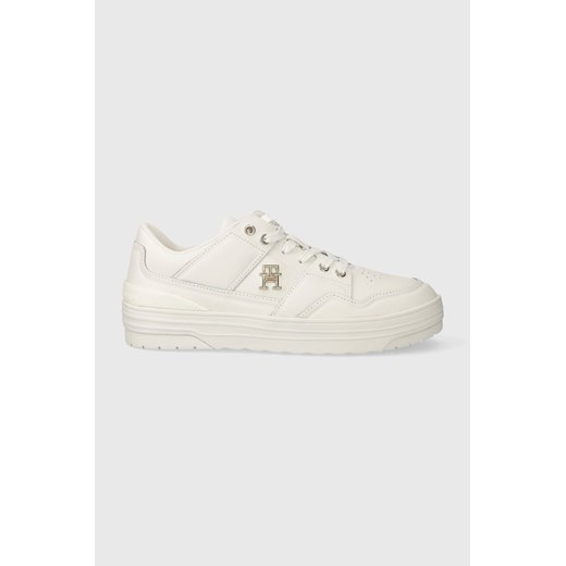 Tommy Hilfiger sneakersy skórzane TH BASKET SNEAKER LO kolor biały FW0FW07756 ze sklepu ANSWEAR.com w kategorii Buty sportowe damskie - zdjęcie 165343323