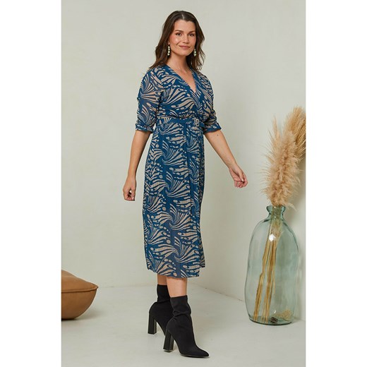 Curvy Lady Sukienka w kolorze niebiesko-beżowym ze sklepu Limango Polska w kategorii Sukienki - zdjęcie 165345863