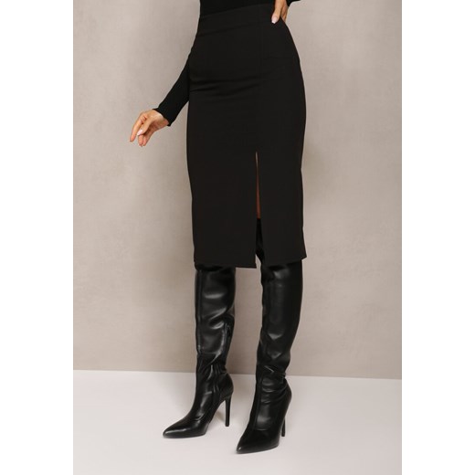 Czarna Ołówkowa Spódnica Midi z Rozcięciem Arathora ze sklepu Renee odzież w kategorii Spódnice - zdjęcie 165356761