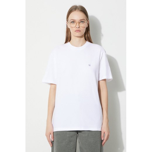 Carhartt WIP t-shirt bawełniany S/S Casey T-Shirt damski kolor biały I032206.0YFXX ze sklepu PRM w kategorii Bluzki damskie - zdjęcie 165360914