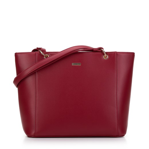 Torebka shopperka z ekoskóry z ozdobnymi kółkami czerwona ze sklepu WITTCHEN w kategorii Torby Shopper bag - zdjęcie 165362281