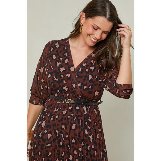 Curvy Lady Sukienka w kolorze brązowo-czarnym Curvy Lady 40/42 promocyjna cena Limango Polska