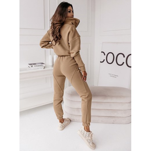 Komplet dresowy ze stójką Leitta - cappuccino - capuccino Pakuten uniwersalny okazja pakuten.pl