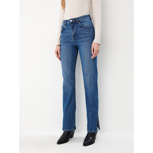 Mohito - Jeansy straight z rozcięciami - Niebieski Mohito 34 Mohito