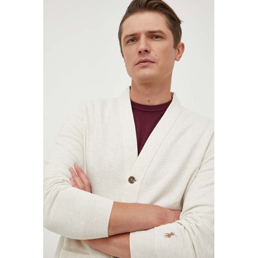 Polo Ralph Lauren bluza męska kolor beżowy gładka ze sklepu ANSWEAR.com w kategorii Bluzy męskie - zdjęcie 165378544