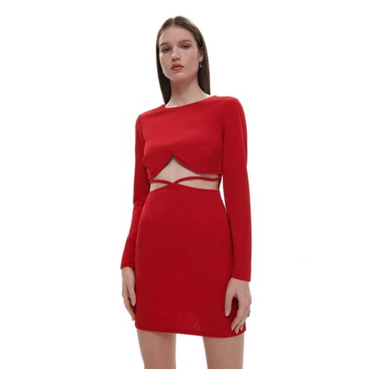 Cropp - Czerwona sukienka z wycięciem - czerwony Cropp XS okazyjna cena Cropp