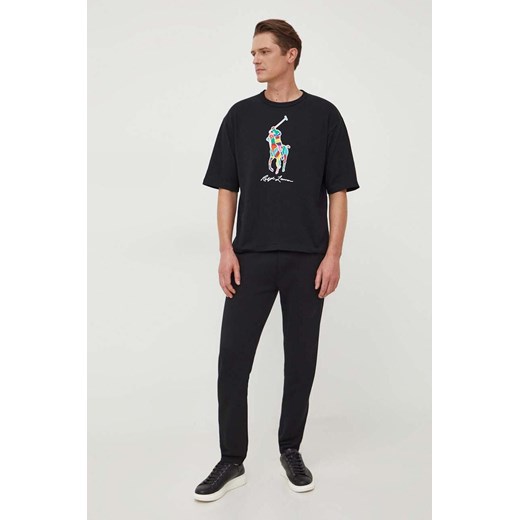 Polo Ralph Lauren t-shirt męski w nadruki czarny z krótkimi rękawami 
