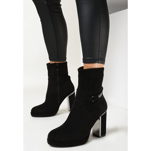Botki Born2be eleganckie na zimę na słupku 