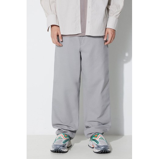 Carhartt WIP spodnie bawełniane Single Knee Pant kolor szary proste I031497.0WF02 ze sklepu PRM w kategorii Spodnie męskie - zdjęcie 165393071