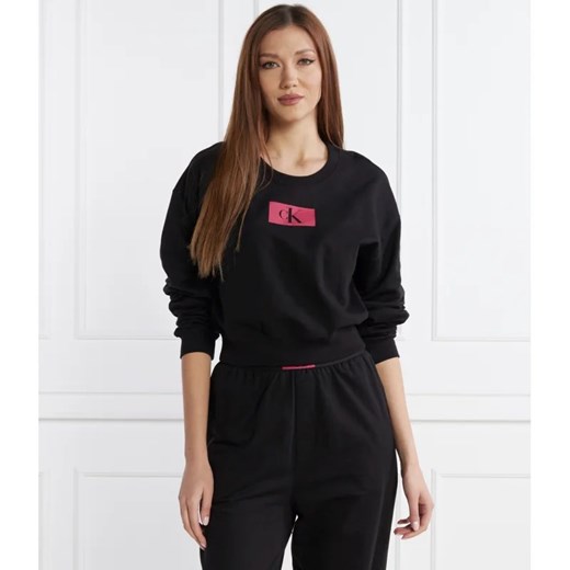 Bluza damska czarna Calvin Klein Underwear casual z napisem krótka 